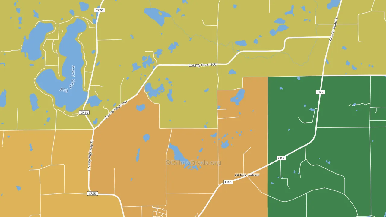 Jacobs Prairie, MN Map of Burglary Rates