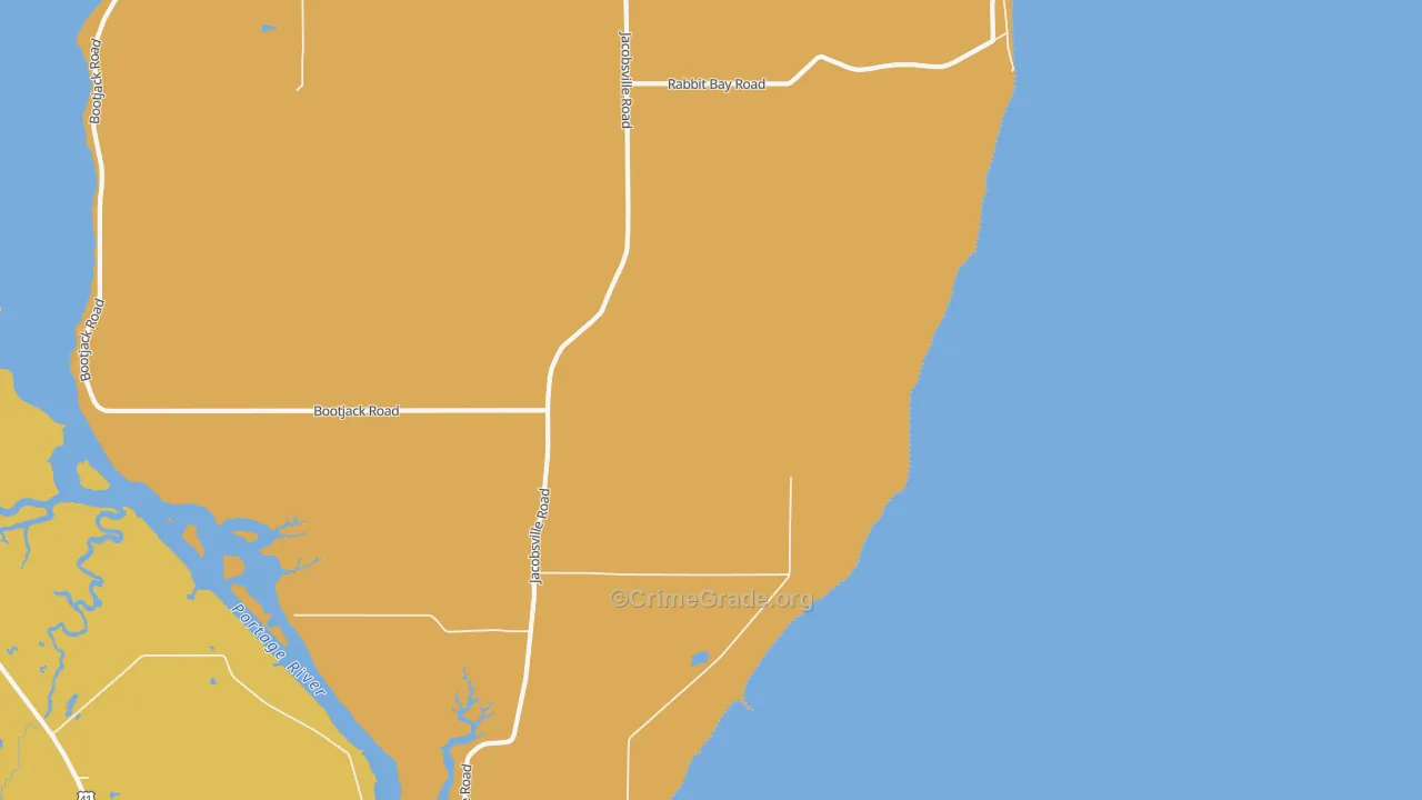 Jacobsville, MI Map of Burglary Rates