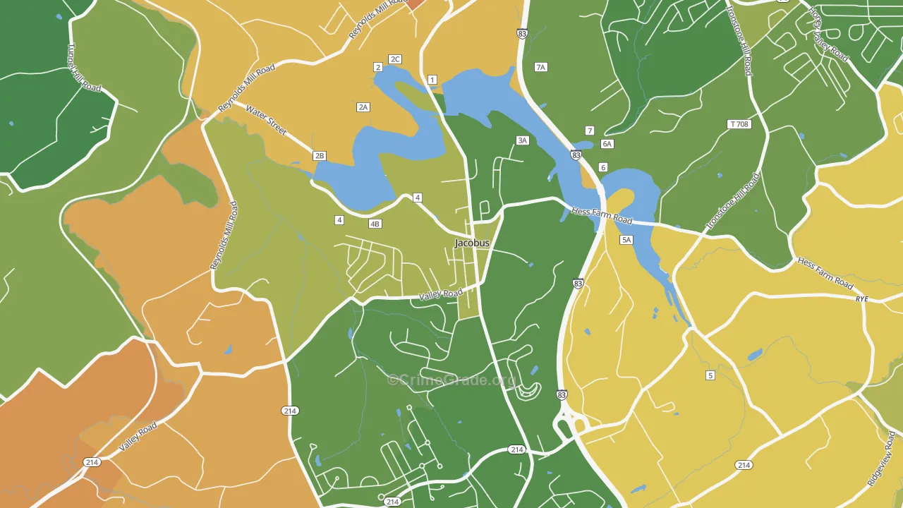Jacobus, PA Map of Burglary Rates