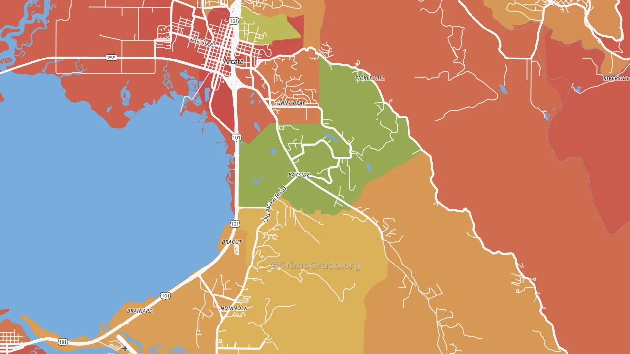 Jacoby Creek, Arcata, CA Map of Burglary Rates