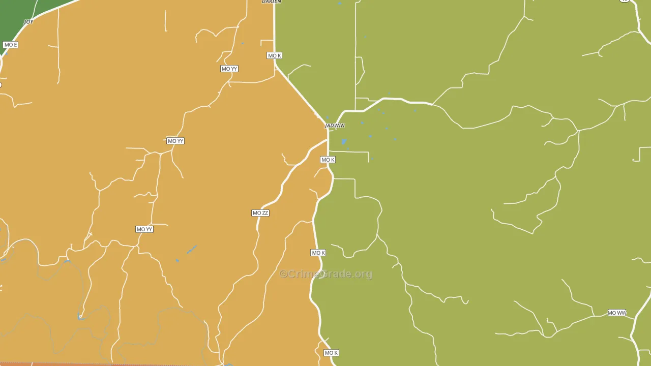 Jadwin, MO Map of Burglary Rates