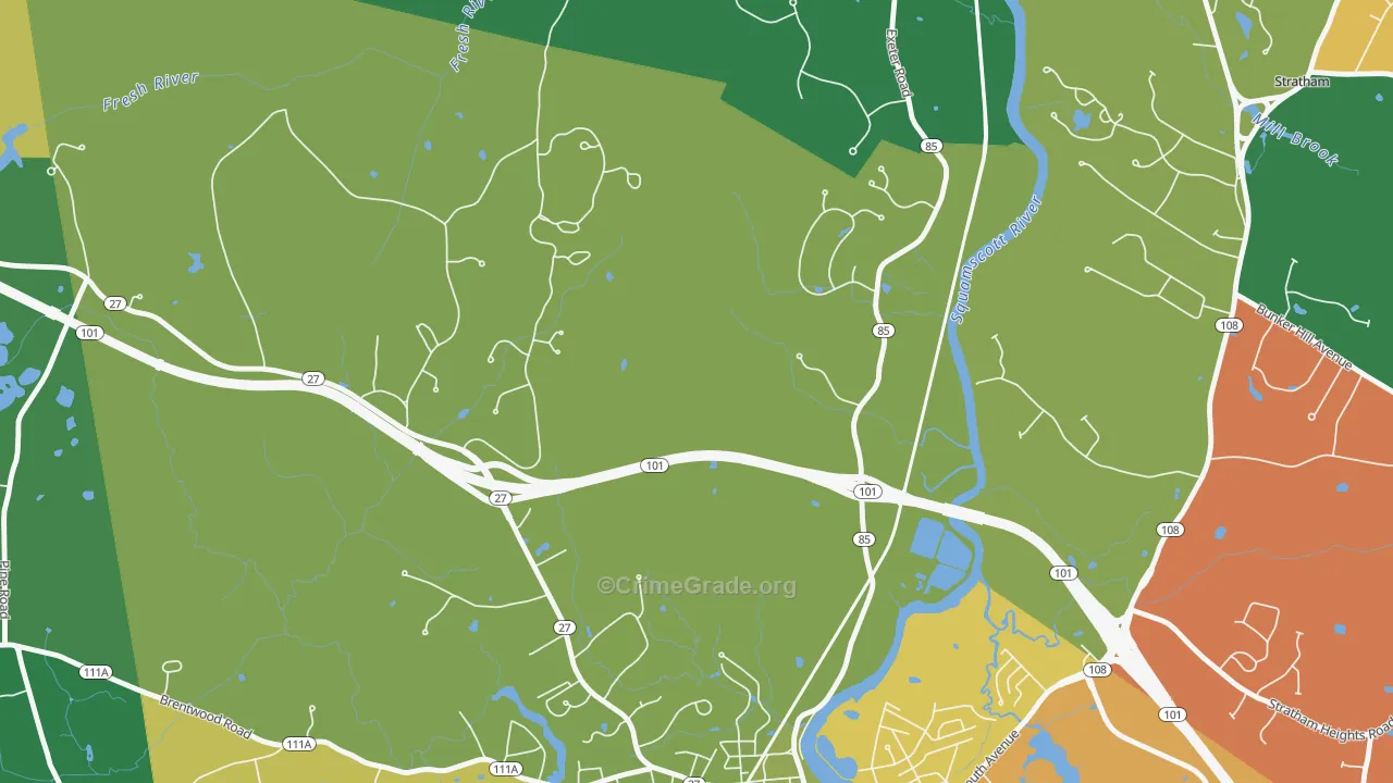 Jady Hill, NH Map of Burglary Rates