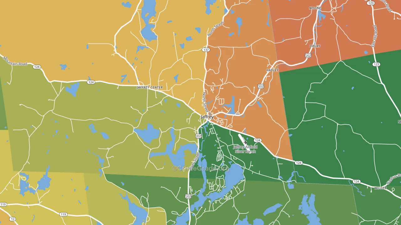 Jaffrey, NH Map of Burglary Rates