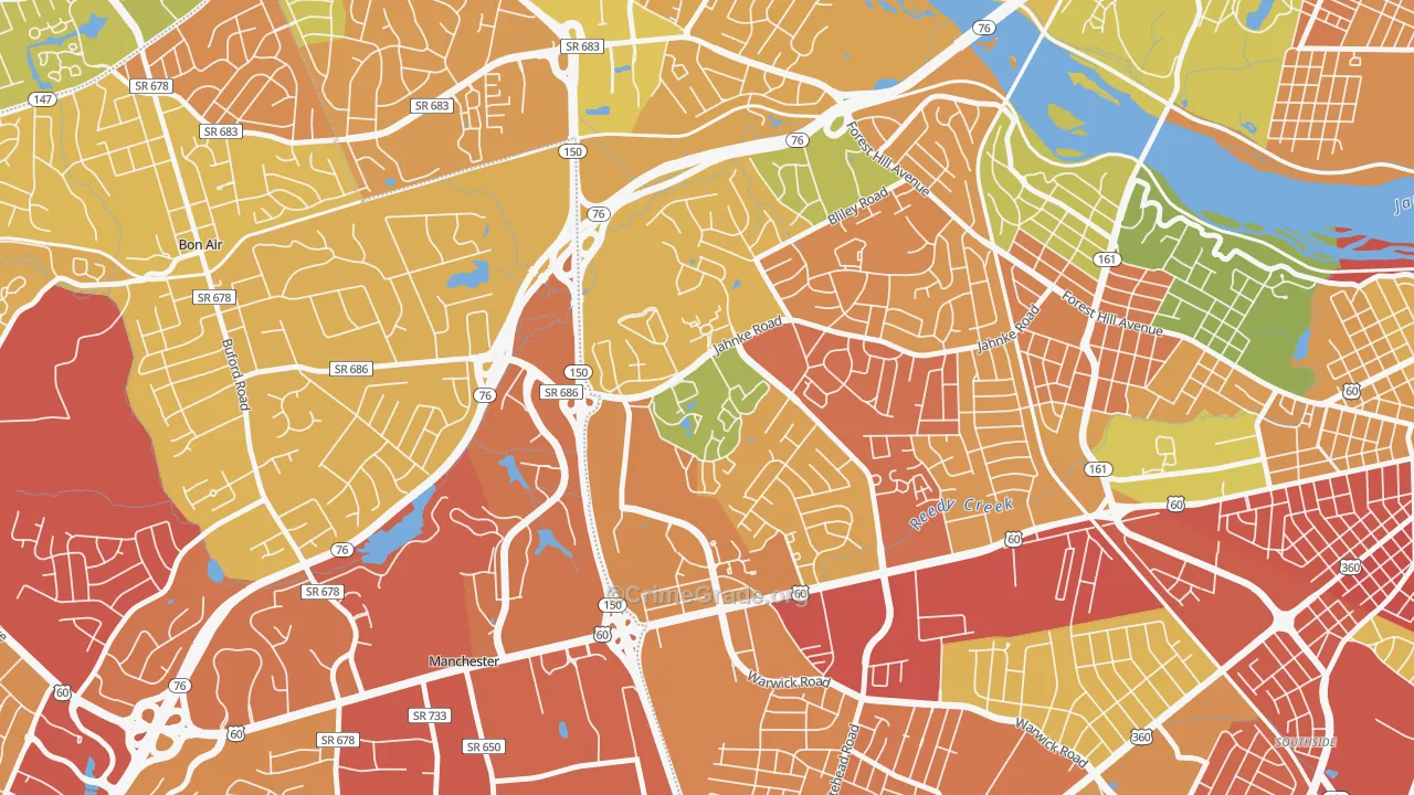 Jahnke, Richmond, VA Map of Burglary Rates
