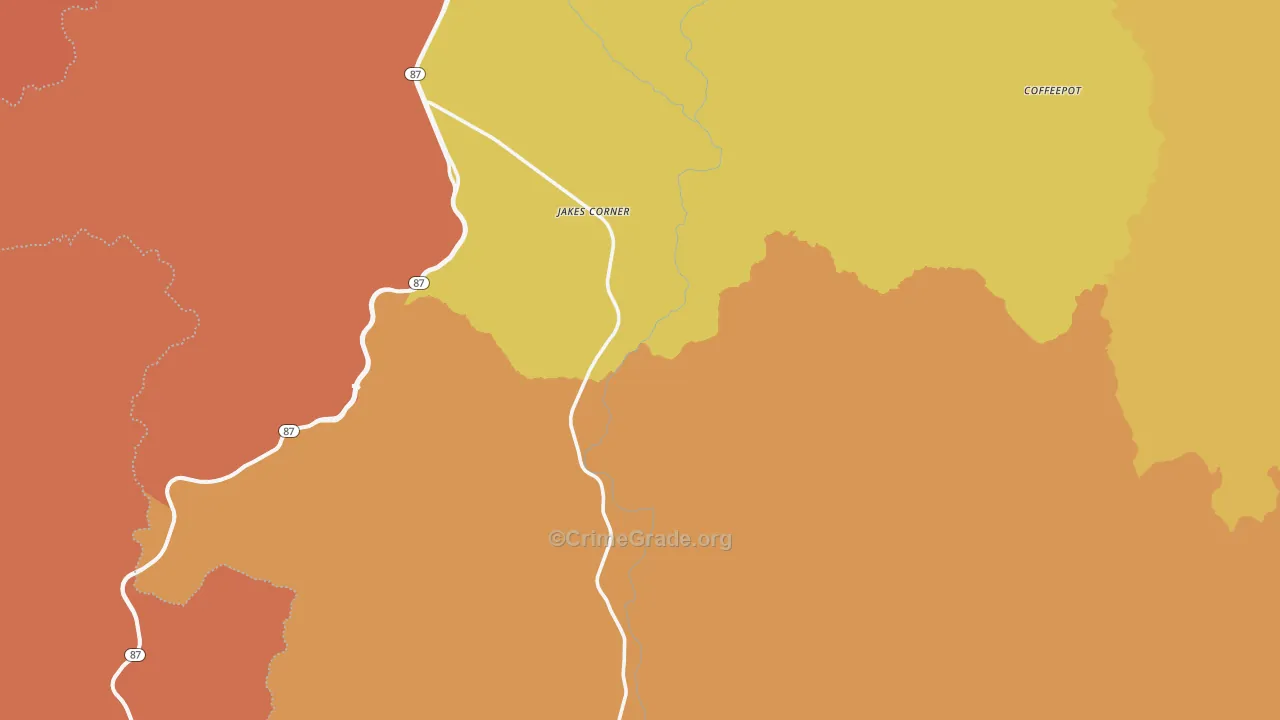 Jakes Corner, AZ Map of Burglary Rates
