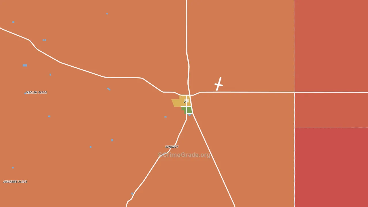 Jal, NM Map of Burglary Rates