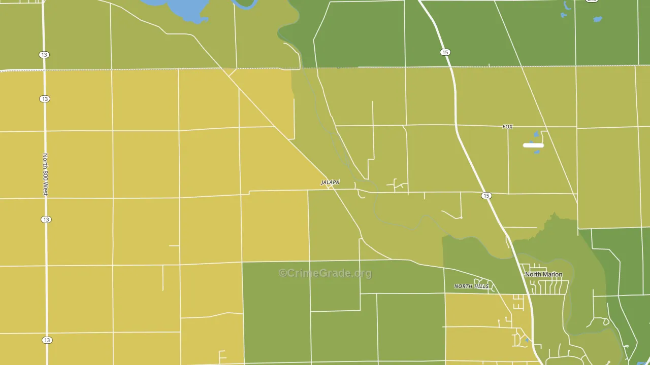 Jalapa, IN Map of Burglary Rates