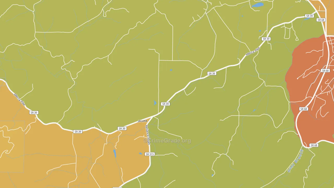 Jalapa, TN Map of Burglary Rates