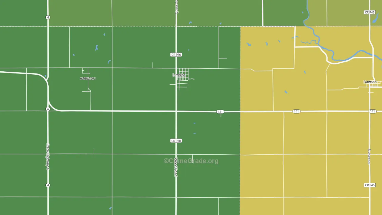 Jamaica, IA Map of Burglary Rates