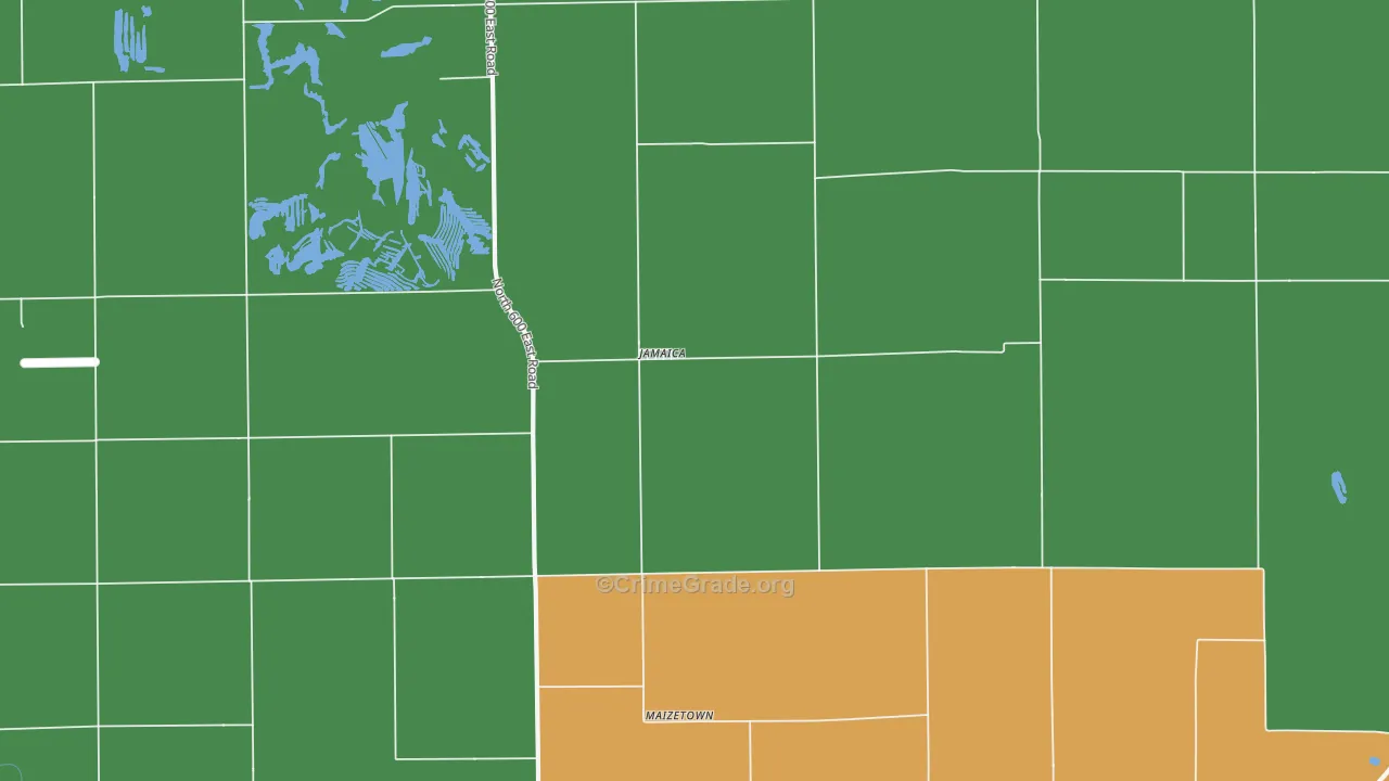 Jamaica, IL Map of Burglary Rates