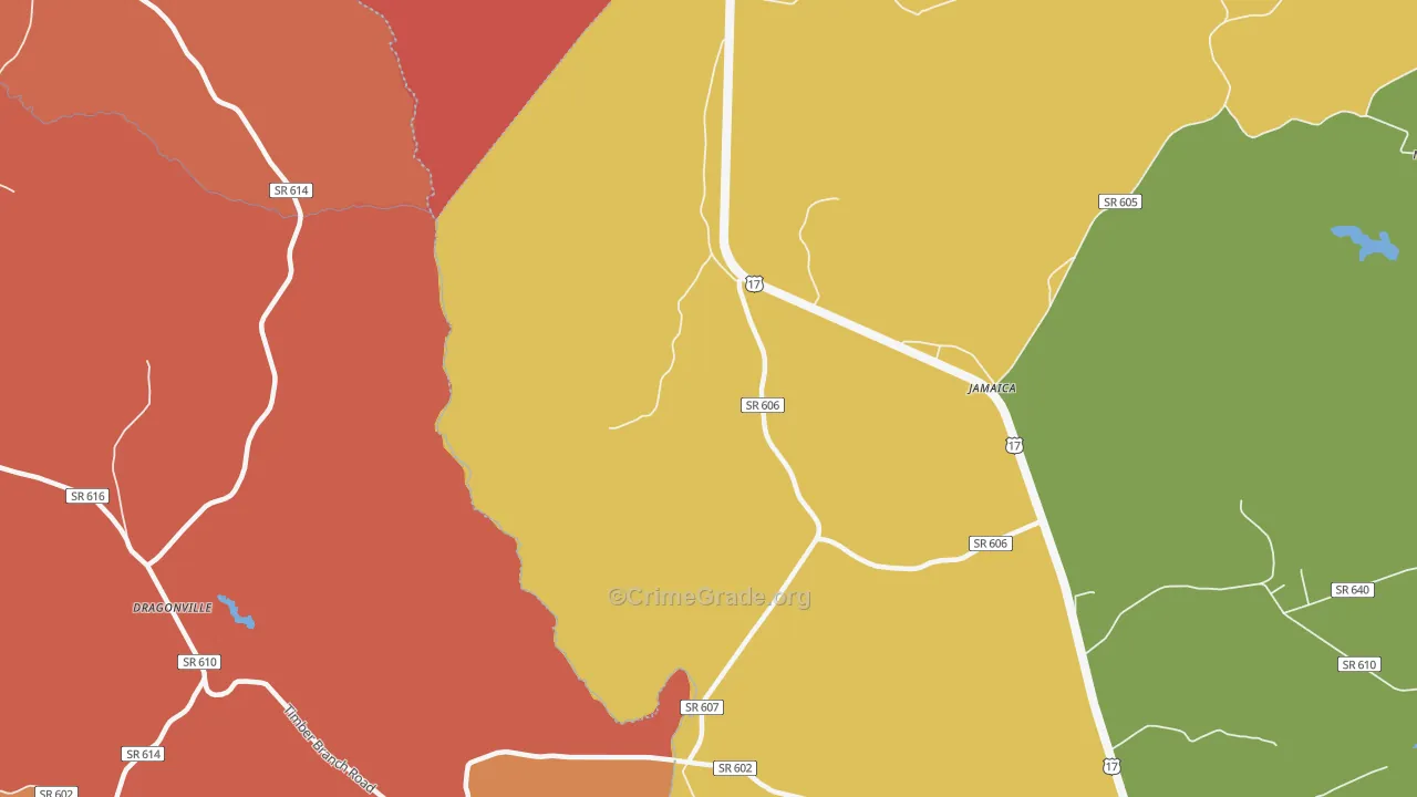 Jamaica, VA Map of Burglary Rates
