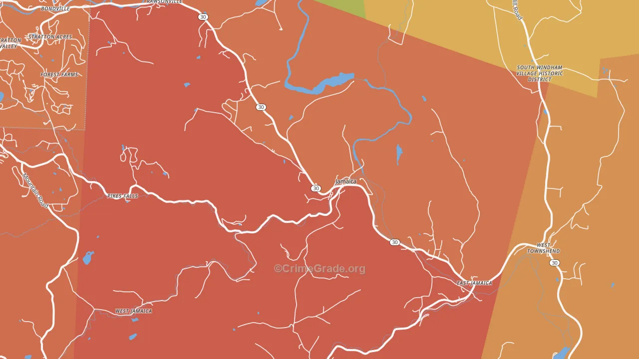 Jamaica, VT Map of Burglary Rates