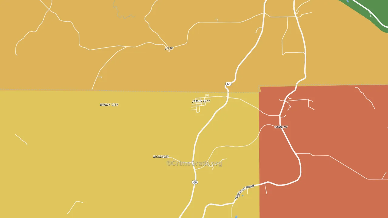 James City, PA Map of Burglary Rates