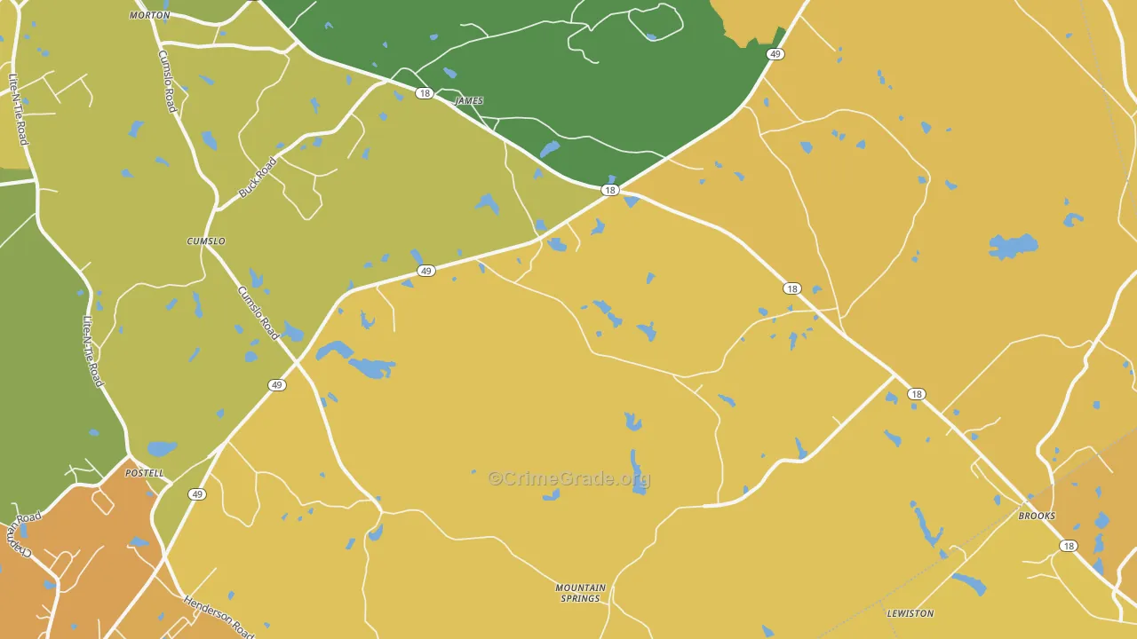 James, GA Map of Burglary Rates