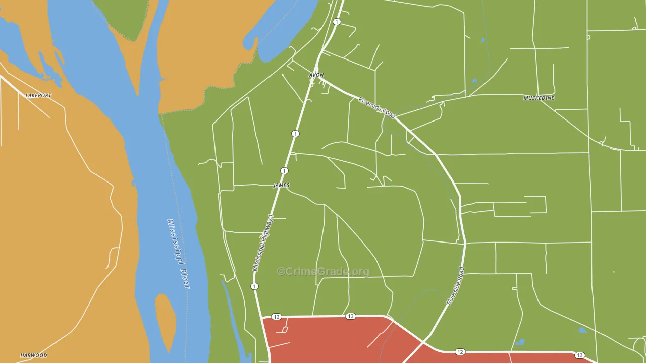 James, MS Map of Burglary Rates