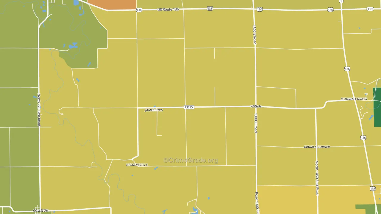 Jamesburg, IL Map of Burglary Rates