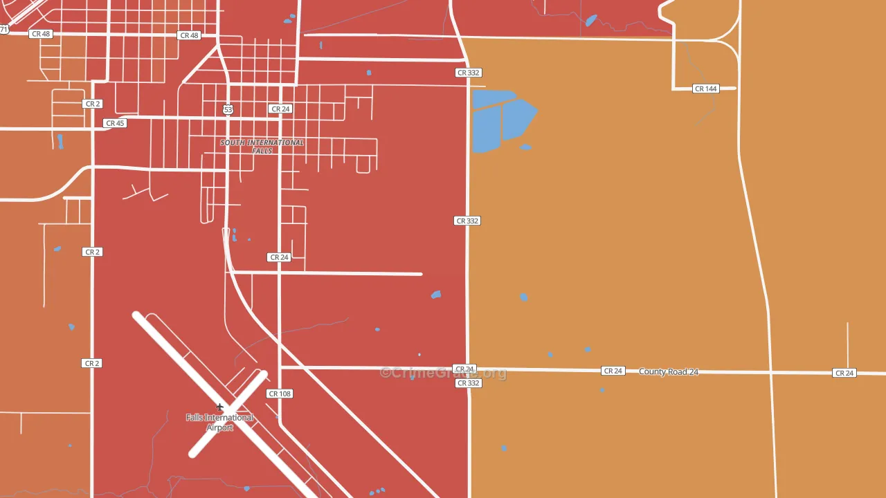 Jameson, MN Map of Burglary Rates