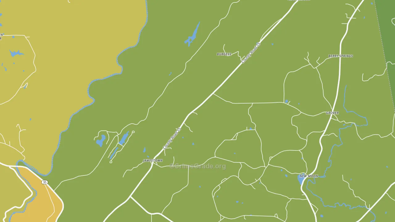 Jamestown, AL Map of Burglary Rates
