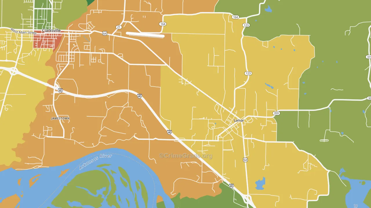 Jamestown, AR Map of Burglary Rates
