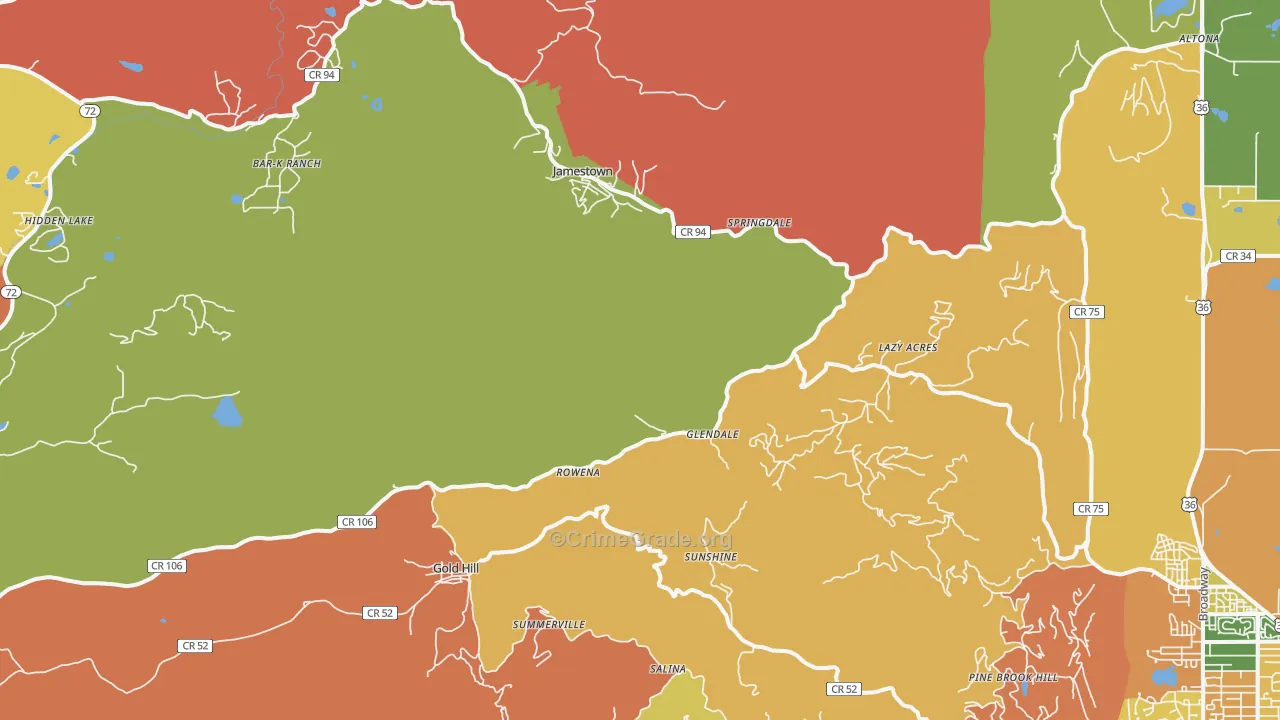 Jamestown, CO Map of Burglary Rates