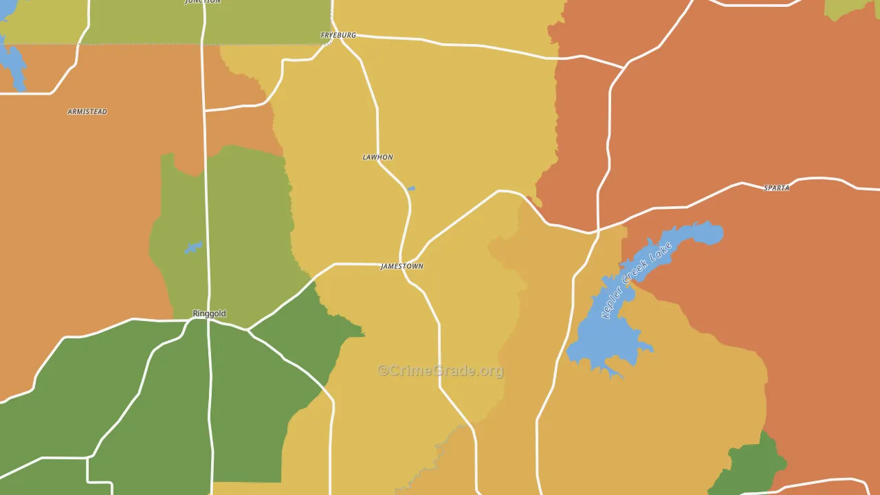 Jamestown, LA Map of Burglary Rates