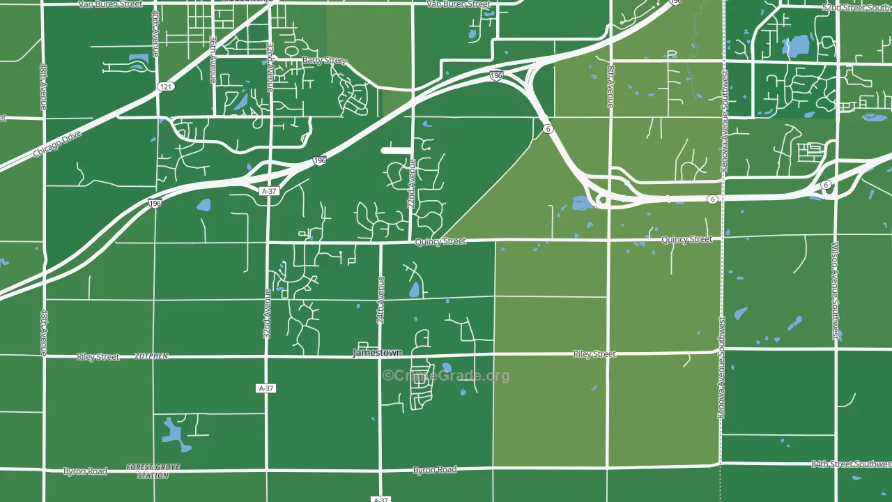 Jamestown, MI Map of Burglary Rates