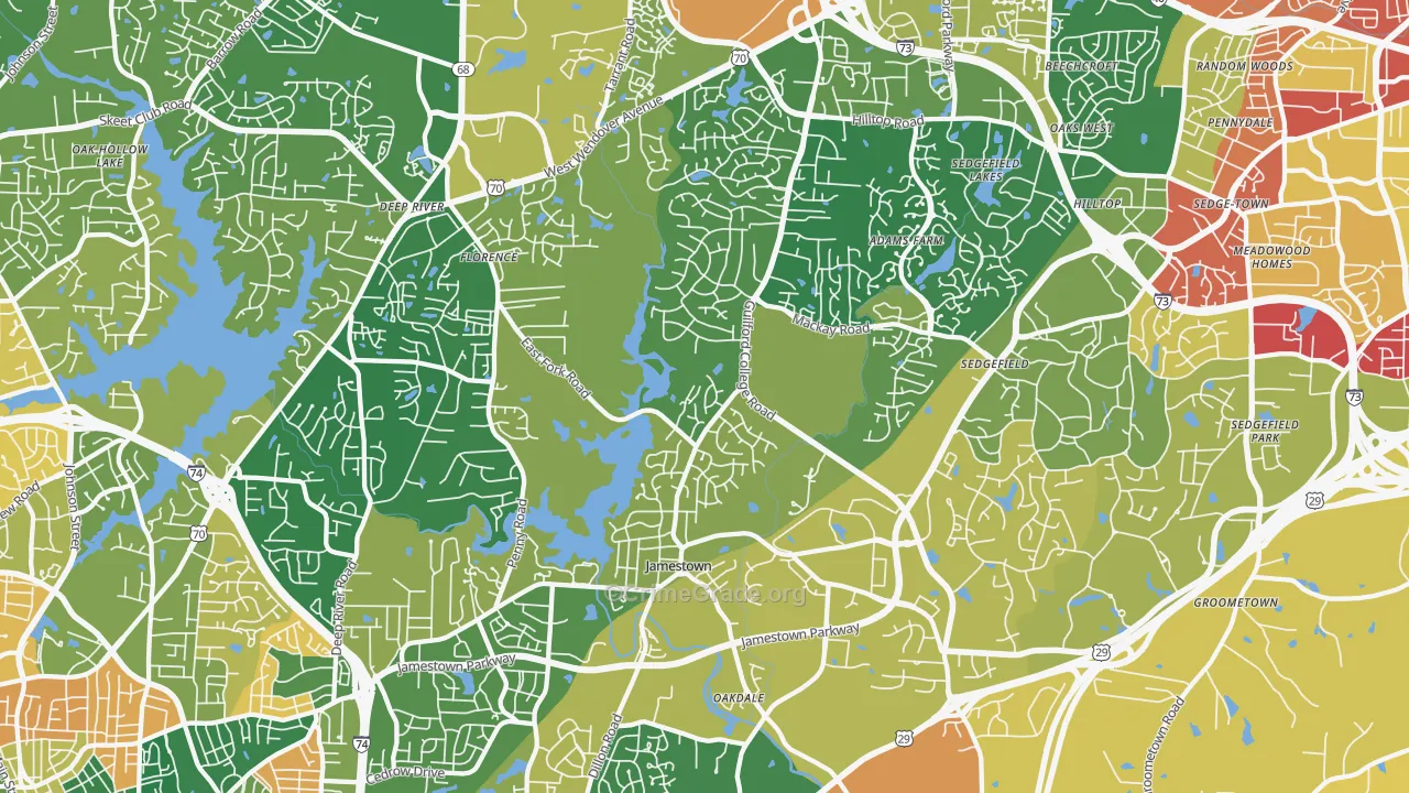 Jamestown, NC Map of Burglary Rates