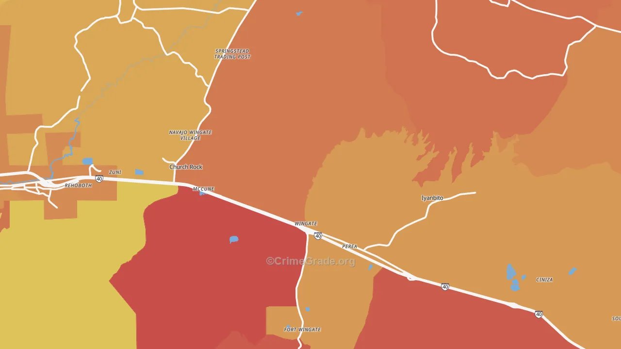 Jamestown, NM Map of Burglary Rates