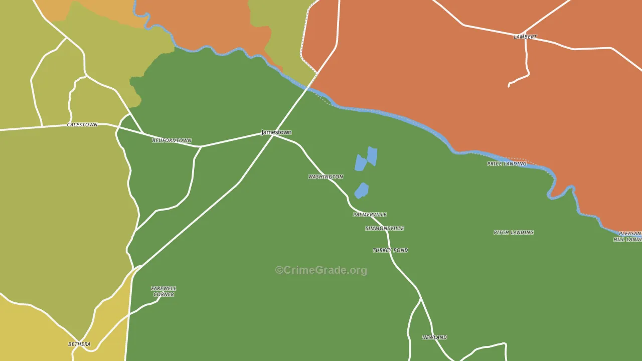 Jamestown, SC Map of Burglary Rates