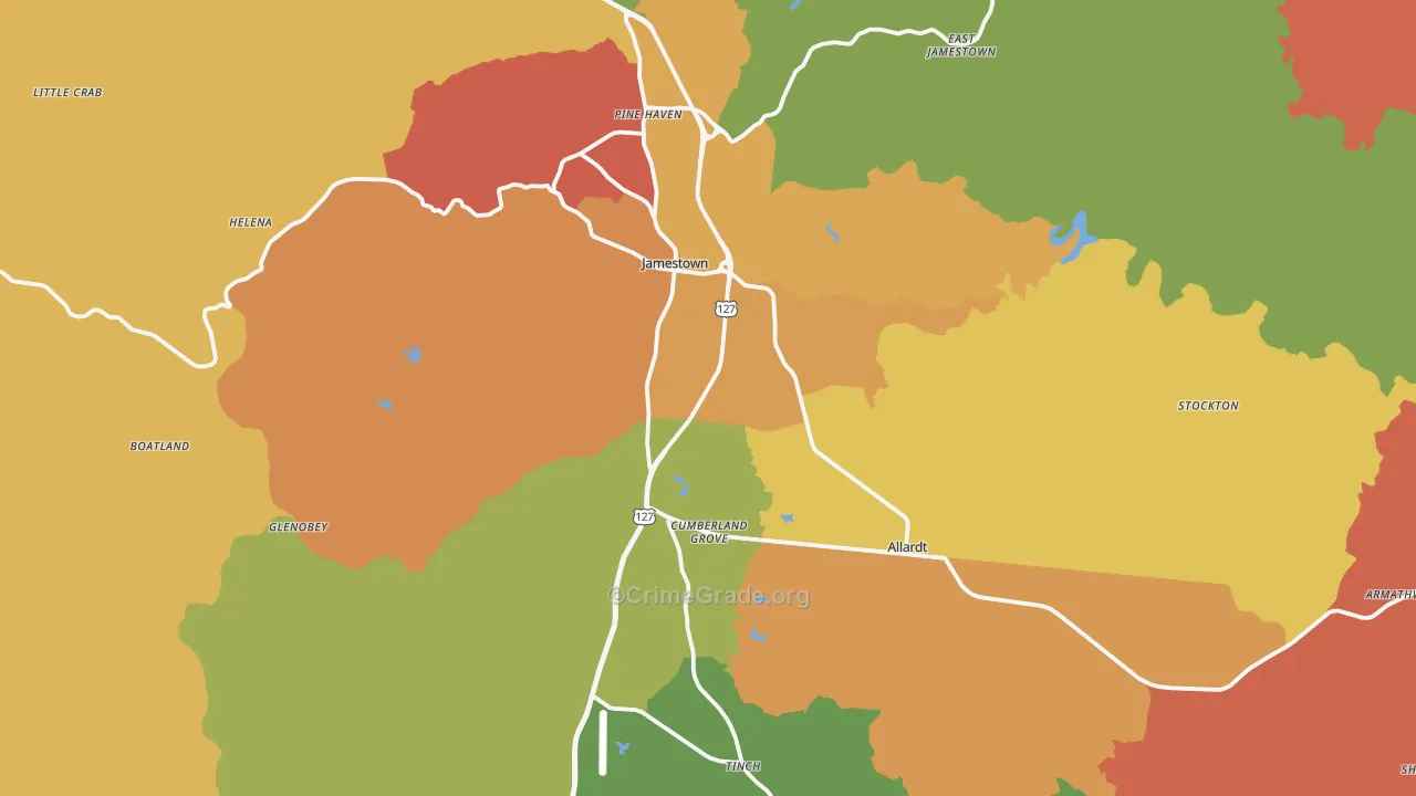 Jamestown, TN Map of Burglary Rates