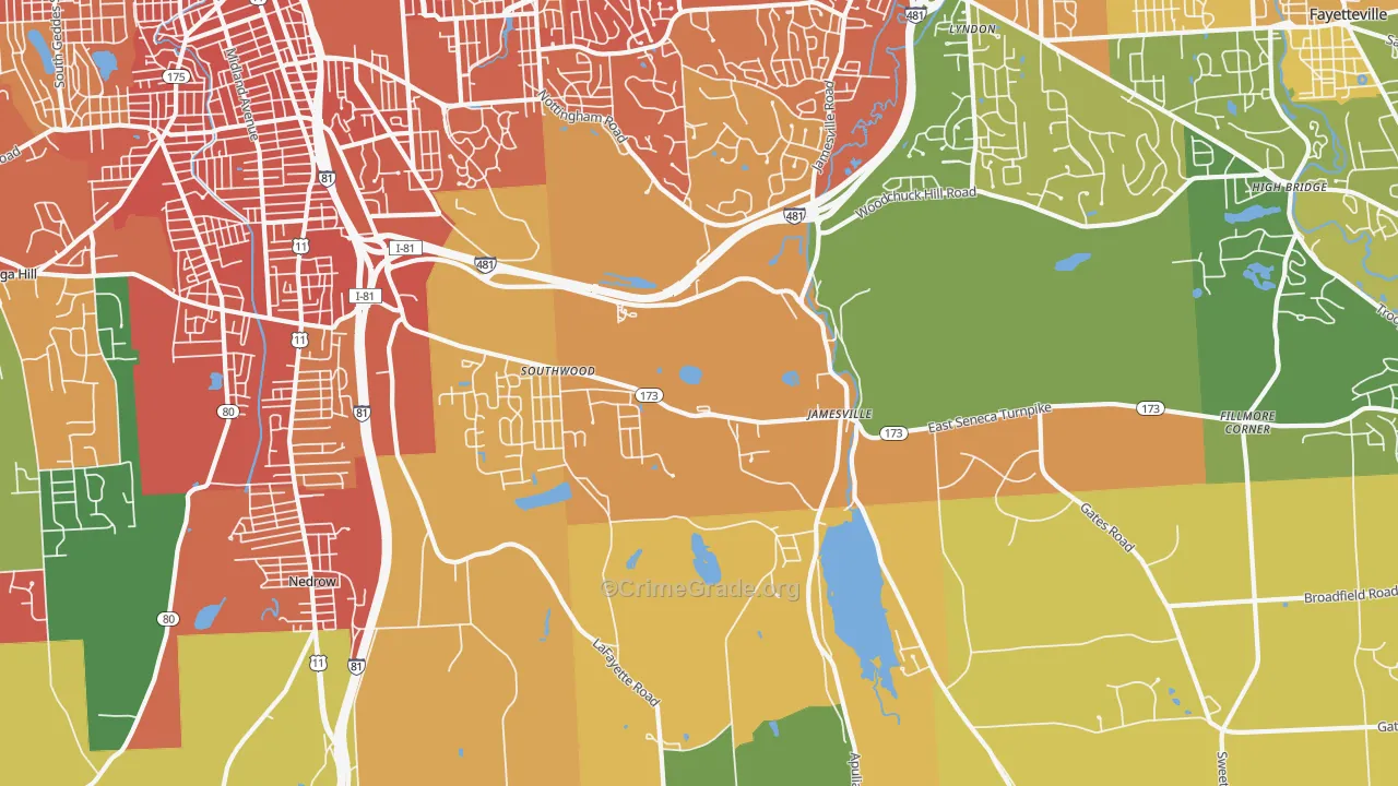 Jamesville, NY Map of Burglary Rates