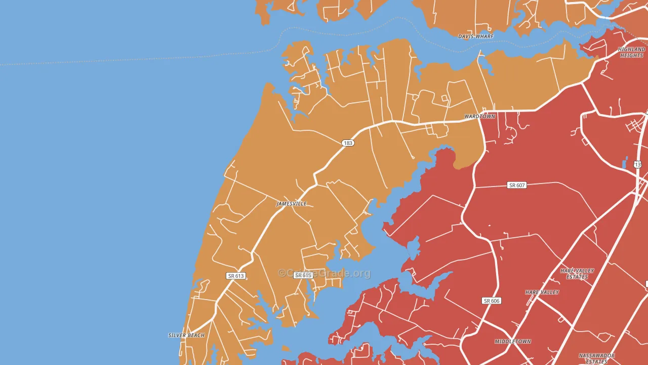 Jamesville, VA Map of Burglary Rates