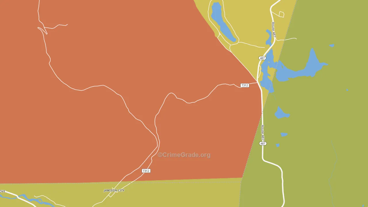 Jamison City, PA Map of Burglary Rates