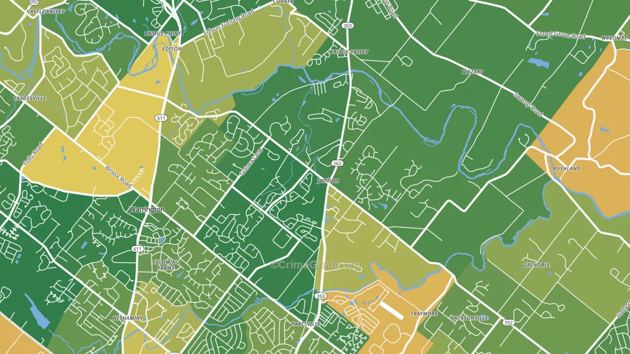 Jamison, PA Map of Burglary Rates