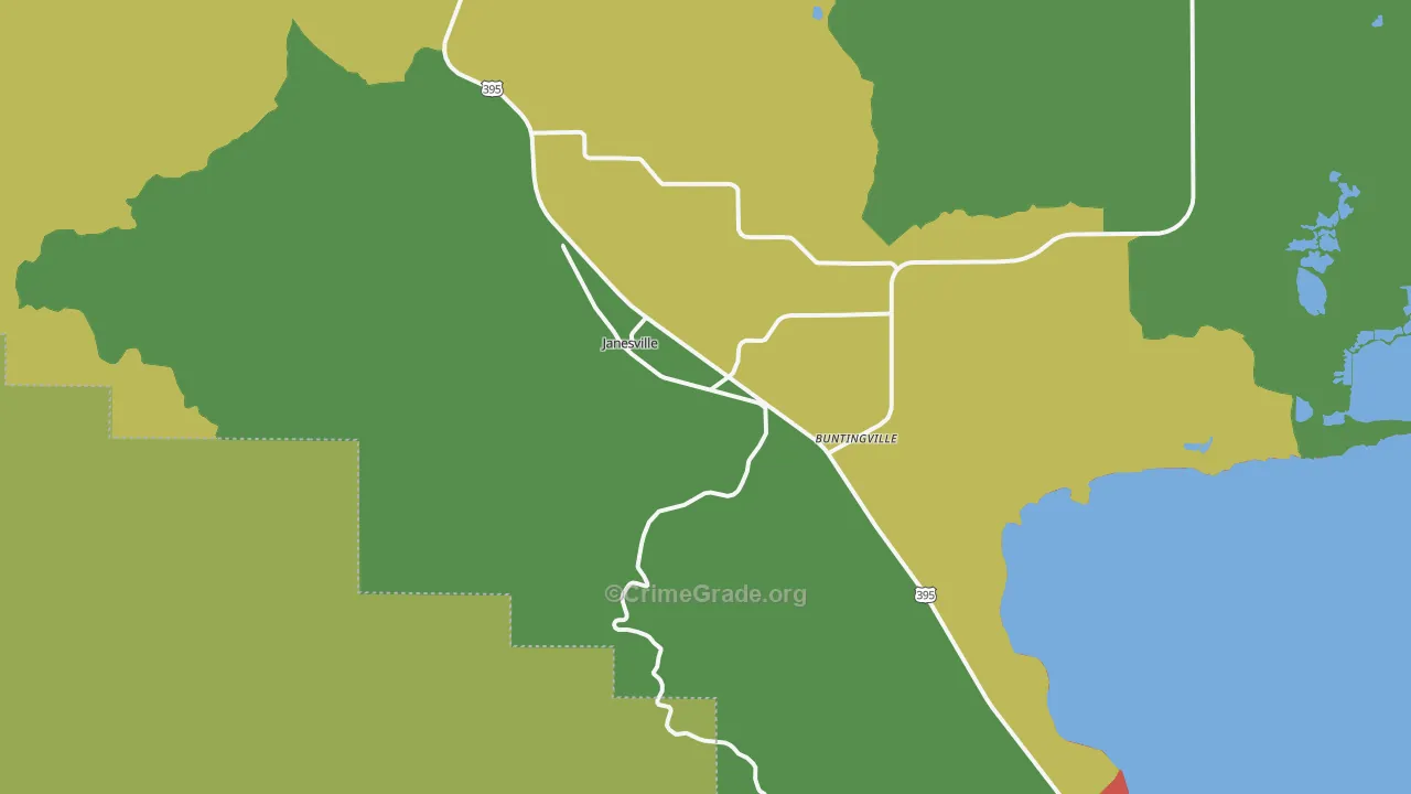 Janesville, CA Map of Burglary Rates