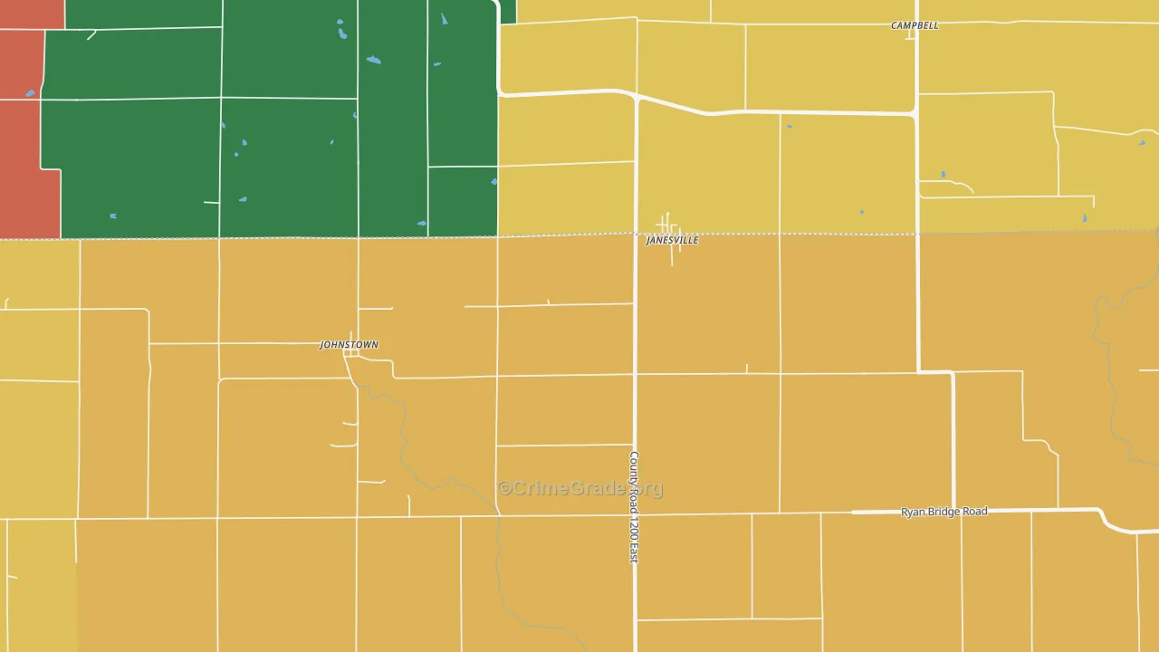 Janesville, IL Map of Burglary Rates