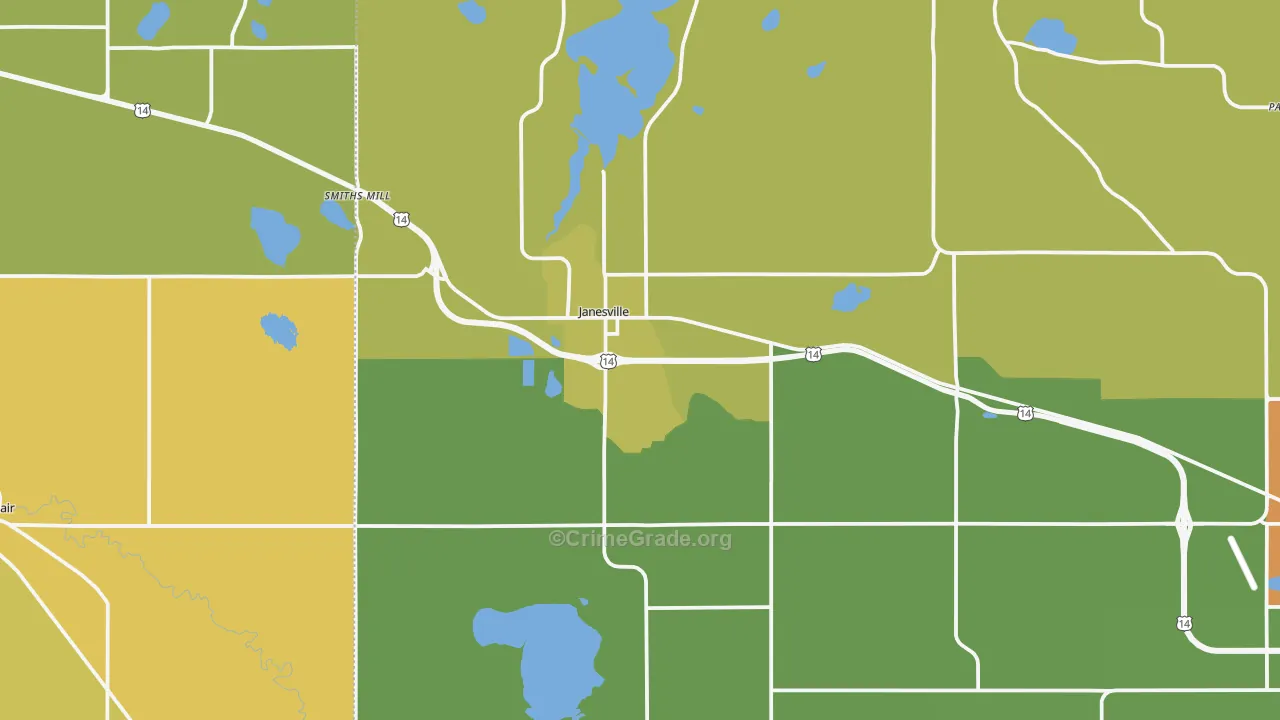 Janesville, MN Map of Burglary Rates
