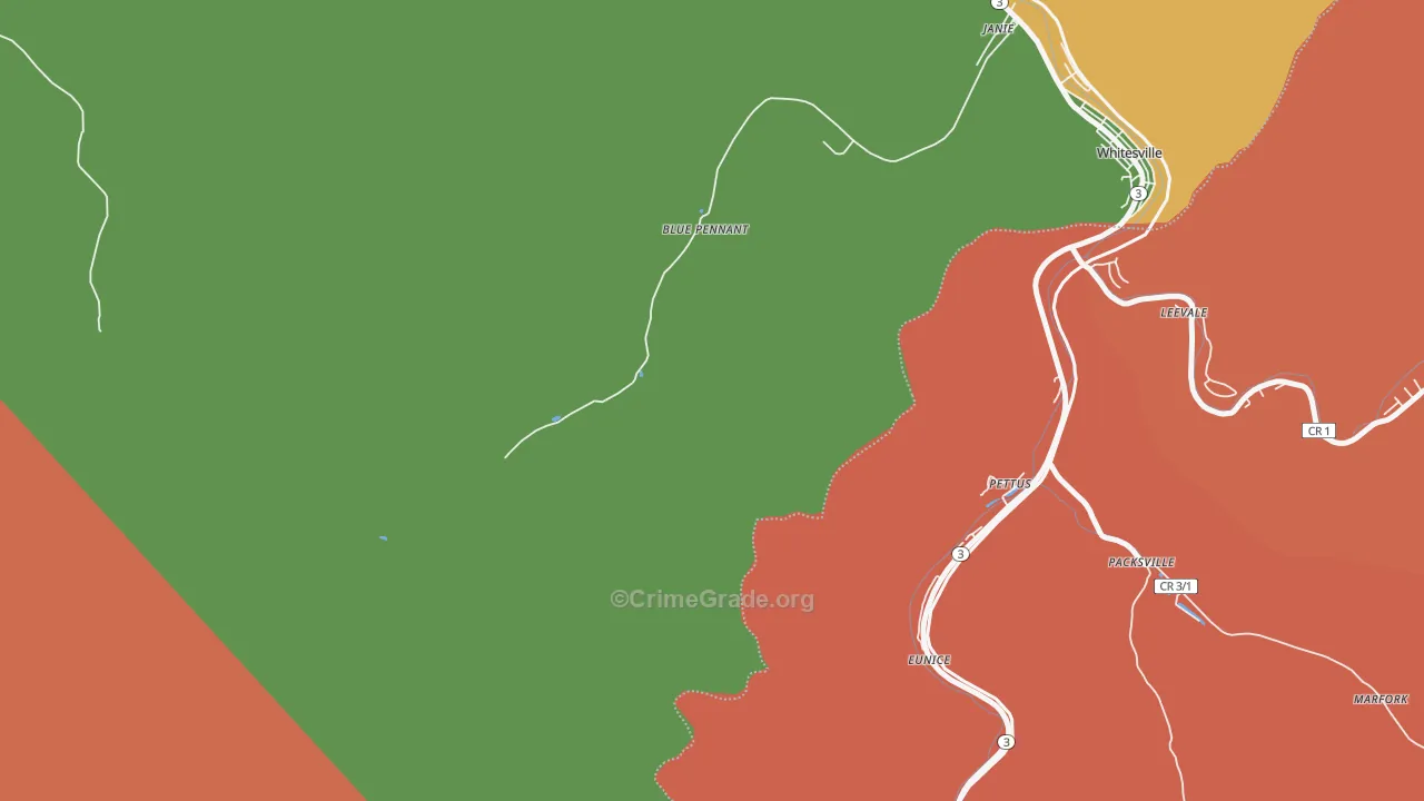 Janie, WV Map of Burglary Rates