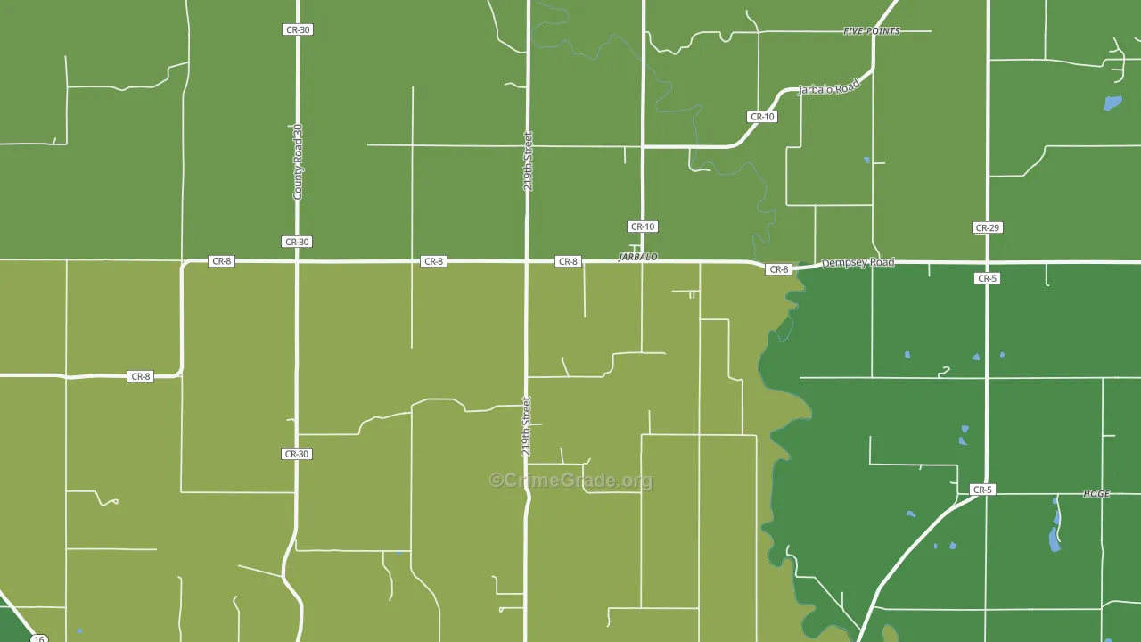 Jarbalo, KS Map of Burglary Rates