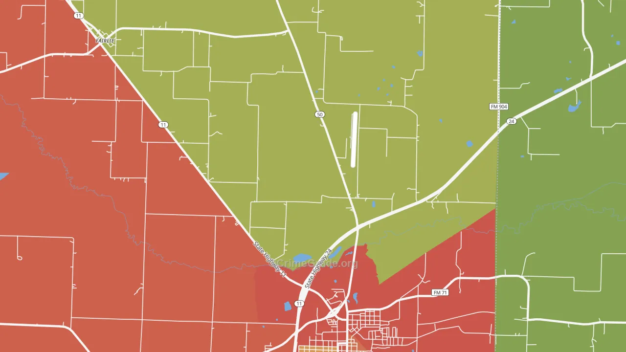 Jardin, TX Map of Burglary Rates