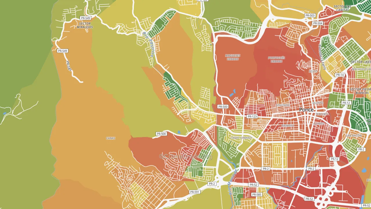 Jardines del Caribe, Ponce, PR Map of Burglary Rates