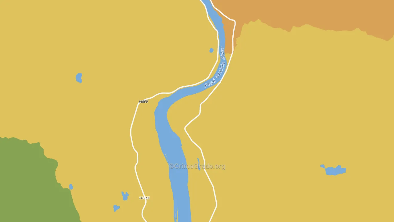 Jared, WA Map of Burglary Rates