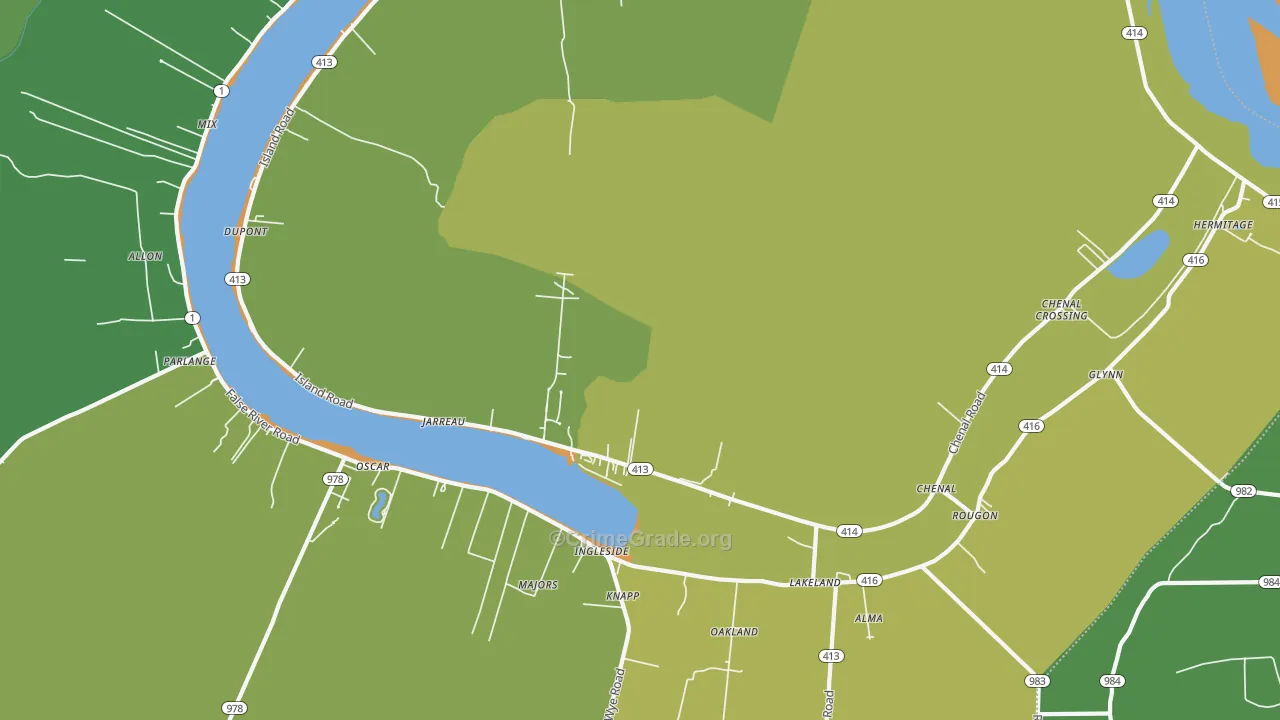 Jarreau, LA Map of Burglary Rates