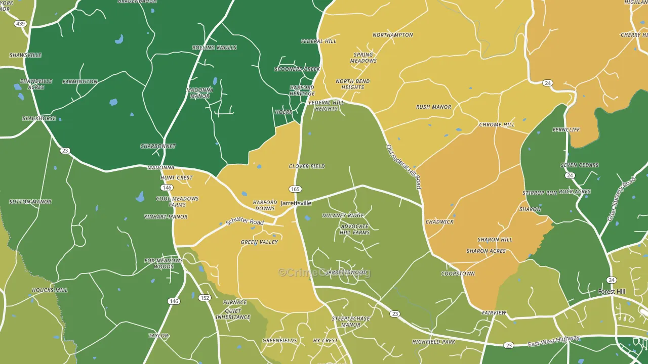 Jarrettsville, MD Map of Burglary Rates