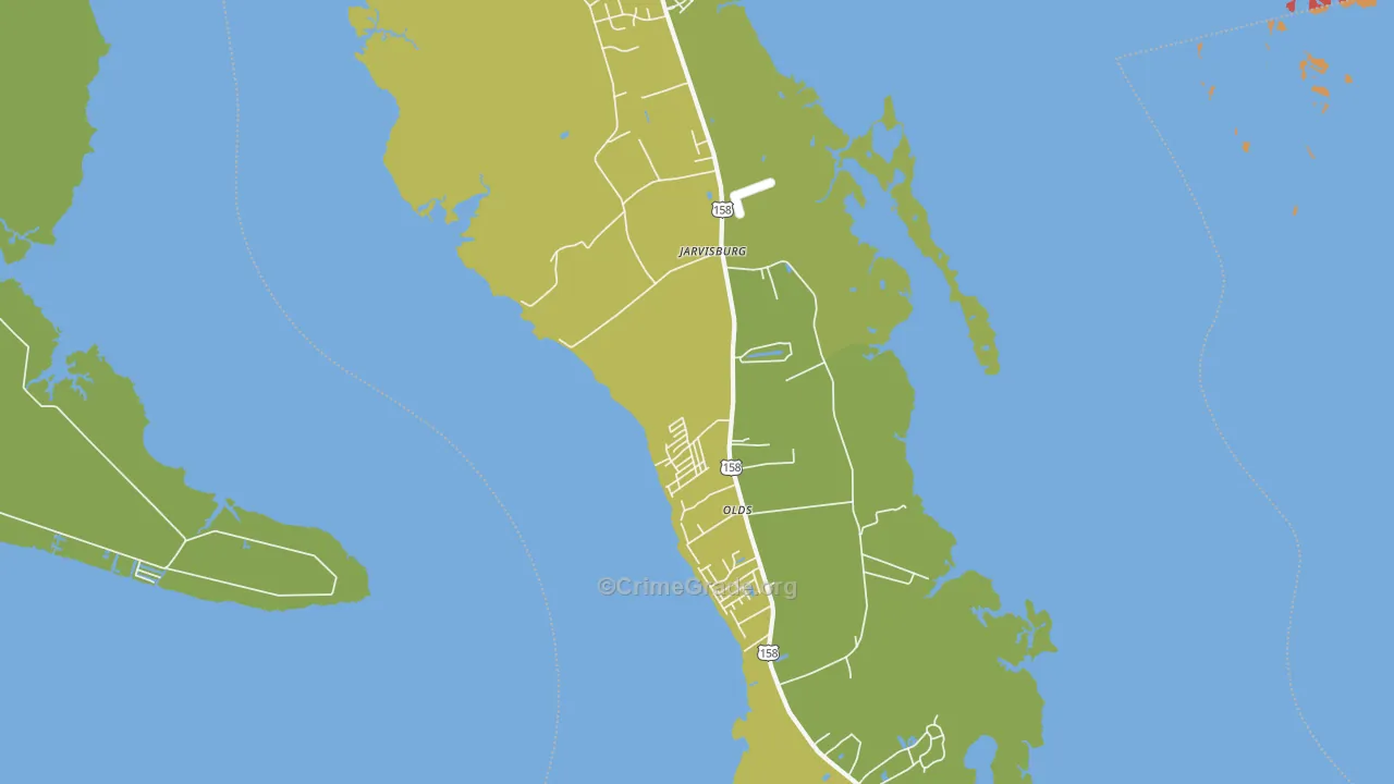 Jarvisburg, NC Map of Burglary Rates