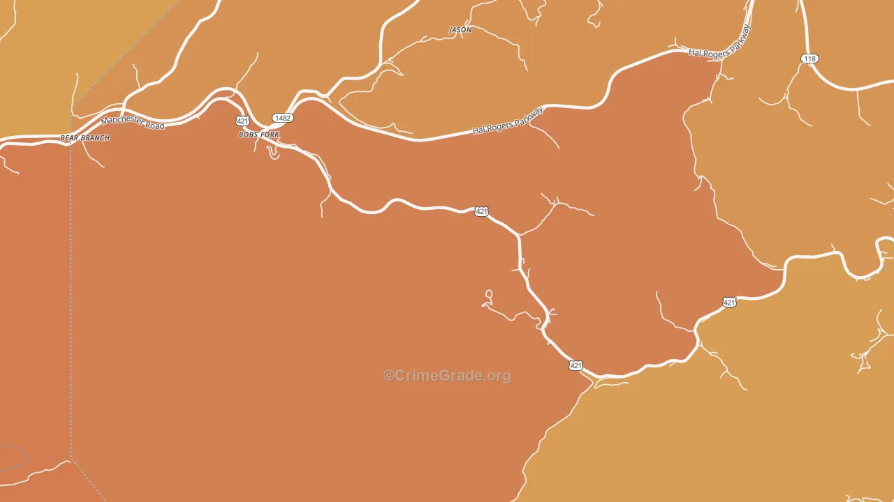Jason, KY Map of Burglary Rates