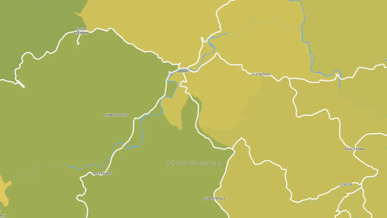 Jasper, AR Map of Burglary Rates
