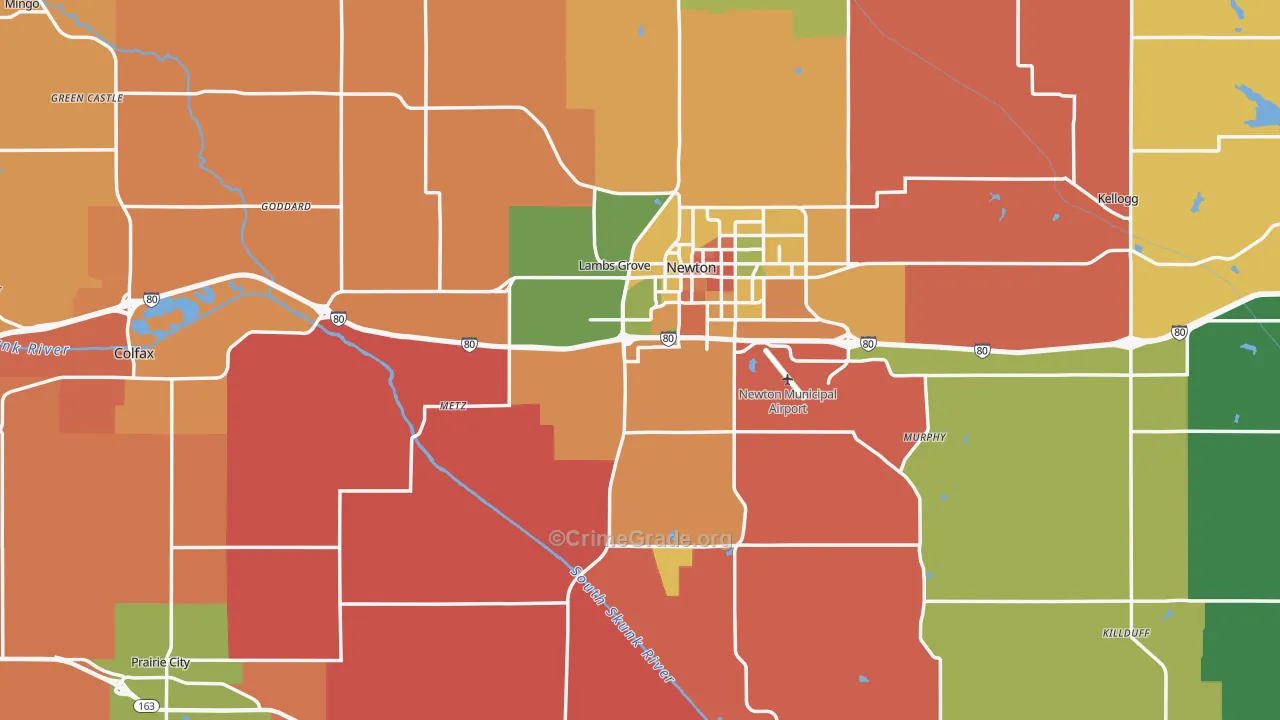 Jasper County, IA Map of Burglary Rates