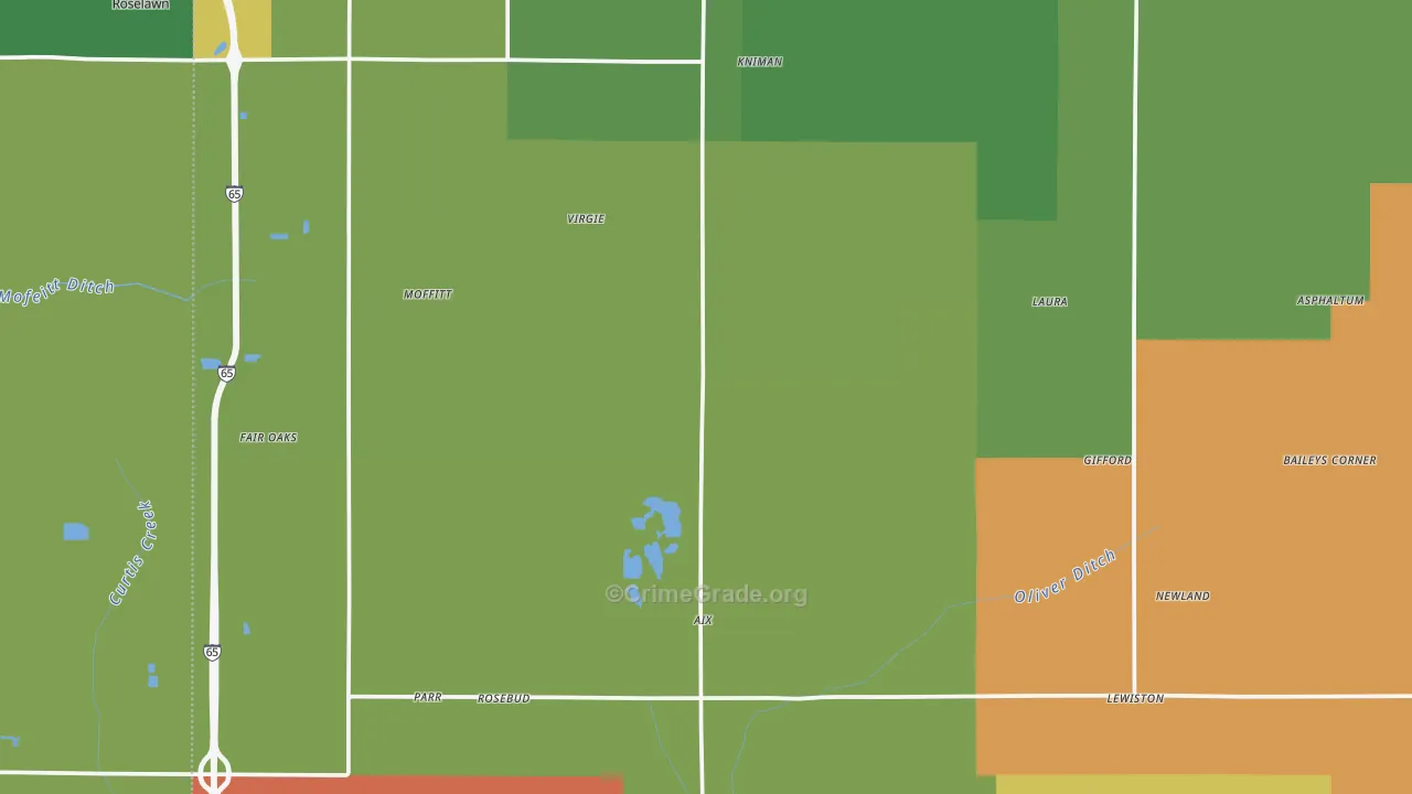 Jasper County, IN Map of Burglary Rates
