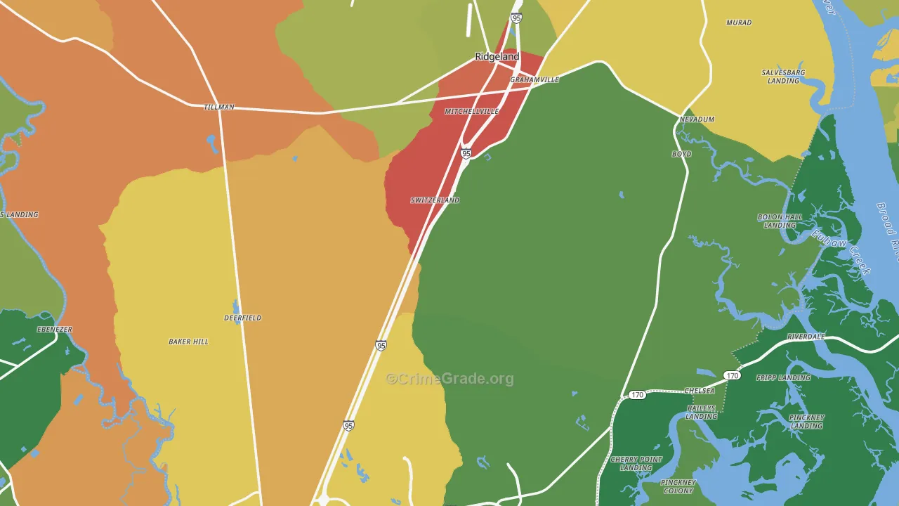 Jasper County, SC Map of Burglary Rates